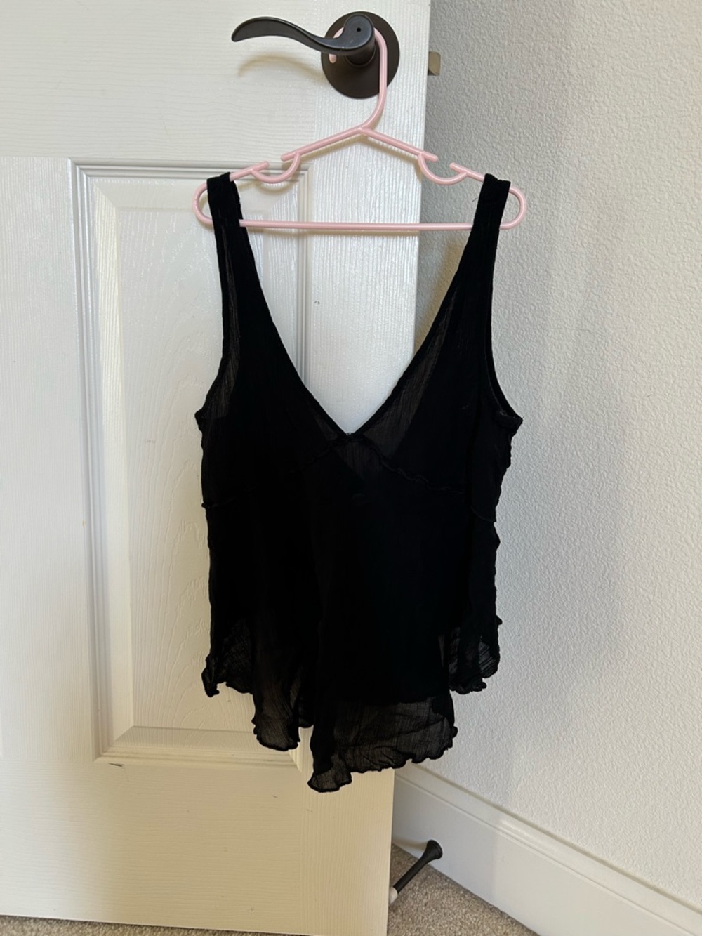 Free People Black V-Neck Sheer Camisole